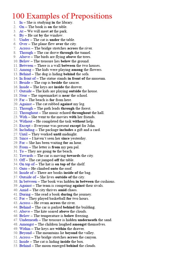 100 Examples Of Prepositions PDF General Fiction 100 Examples Of Prepositions PDF General Fiction