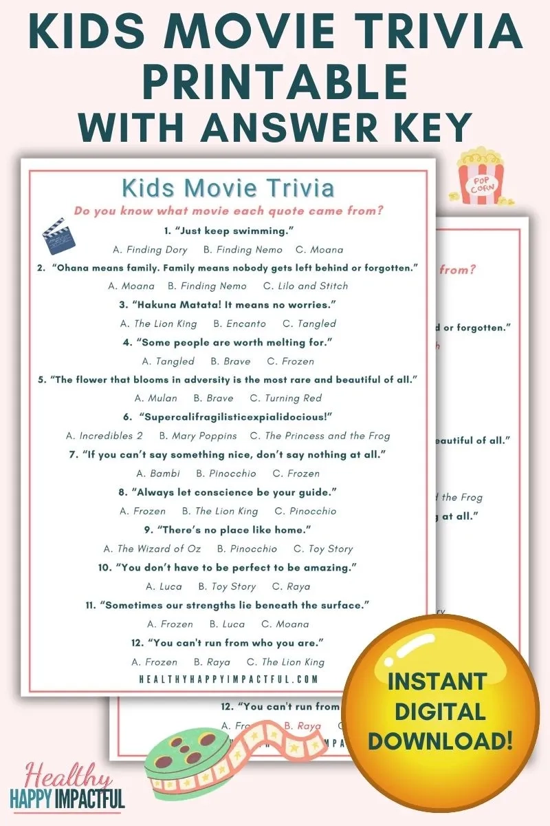 Printable Movie Trivia For Preschoolers Printable Movie Trivia For Preschoolers