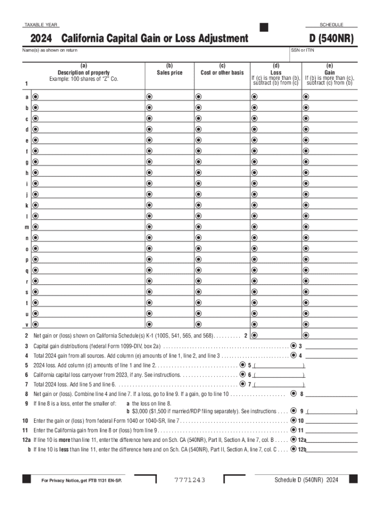 Schedule D Printable Form