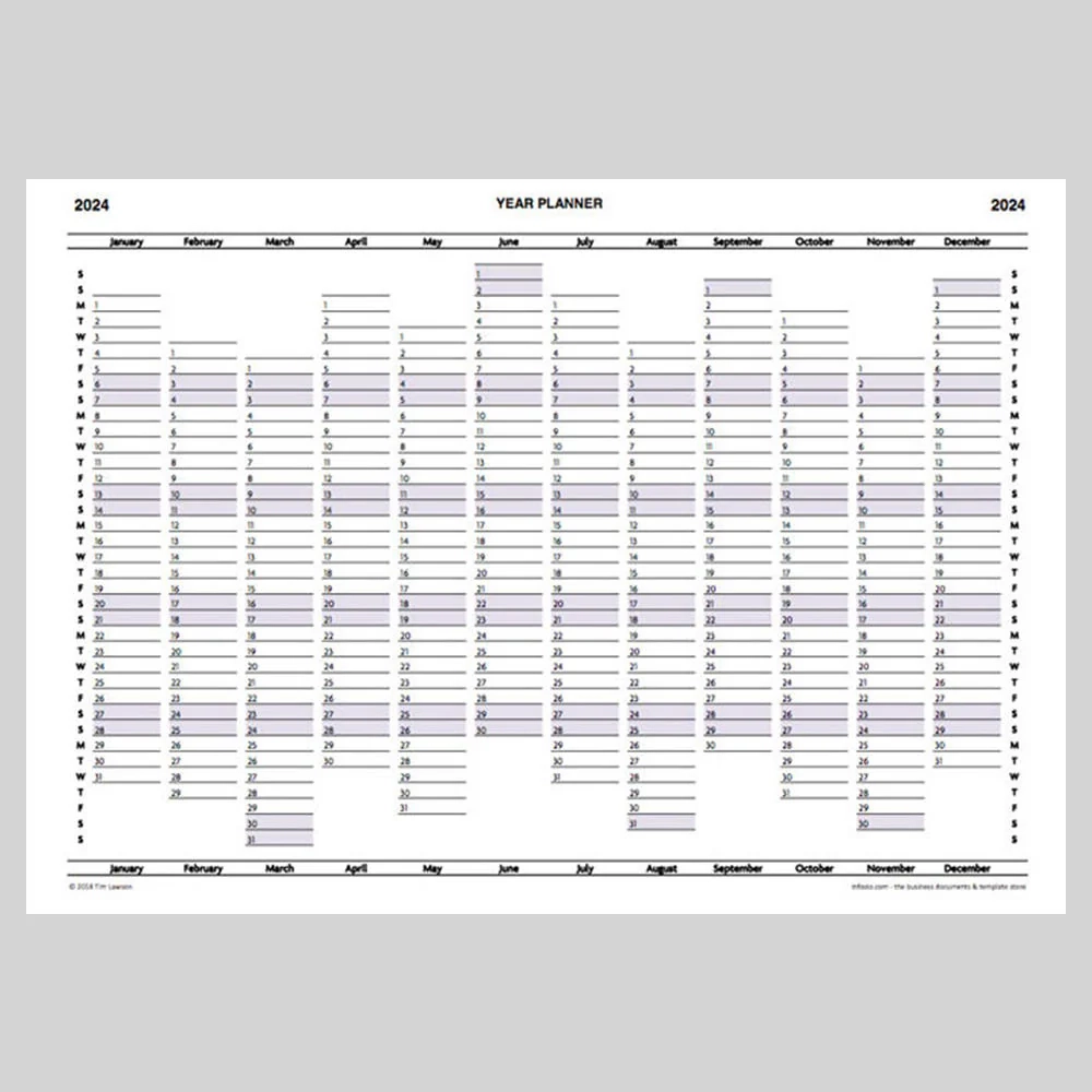 2024 Year Planner Calendar Download For A4 Or A3 Print Infozio