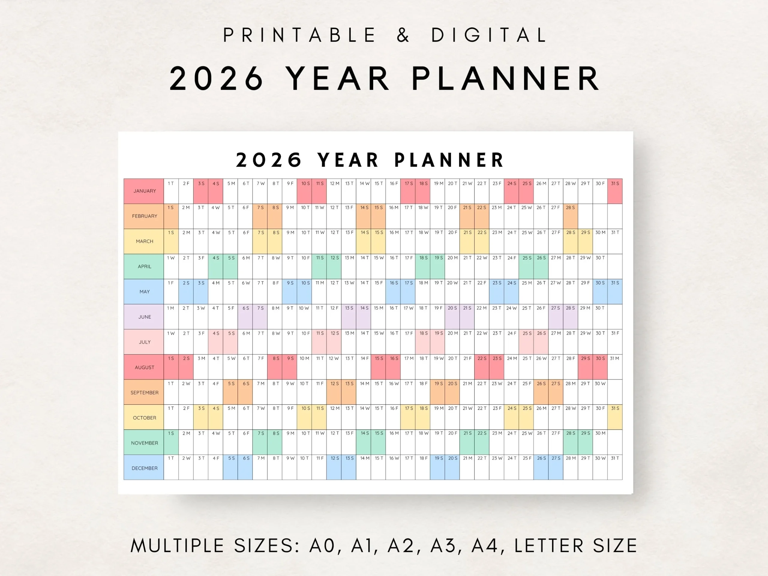 Printable 2026 Yearly Planner Calendar