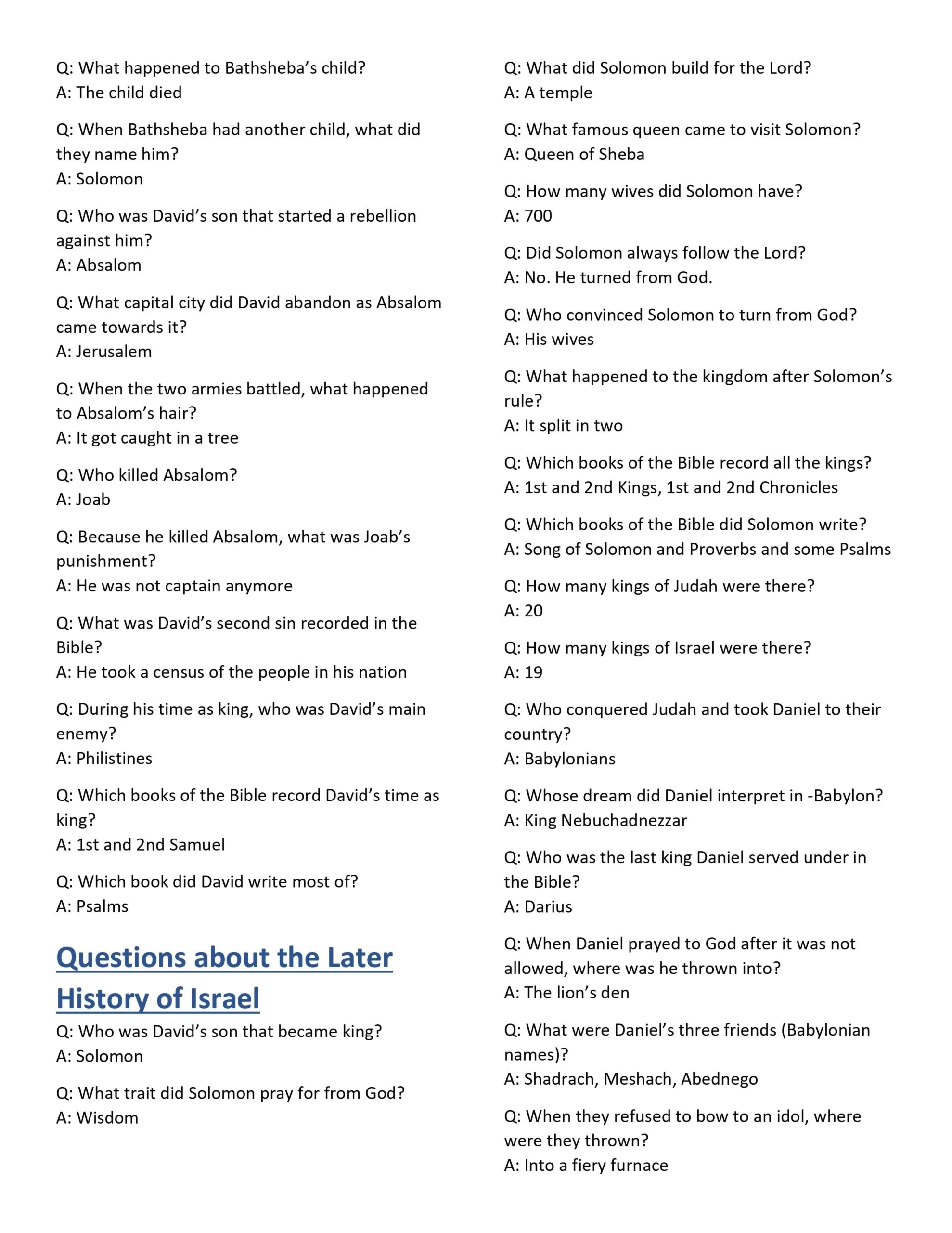 301 Bible Trivia Questions amp Answers free Download Sunday 301 Bible Trivia Questions amp Answers free Download Sunday
