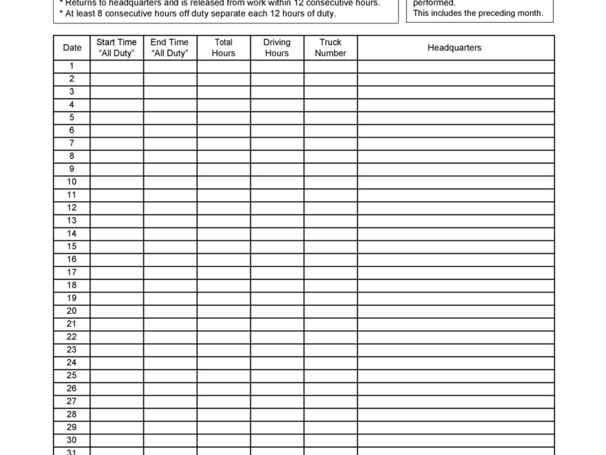 50 Printable Driver s Daily Log Books Templates amp Examples