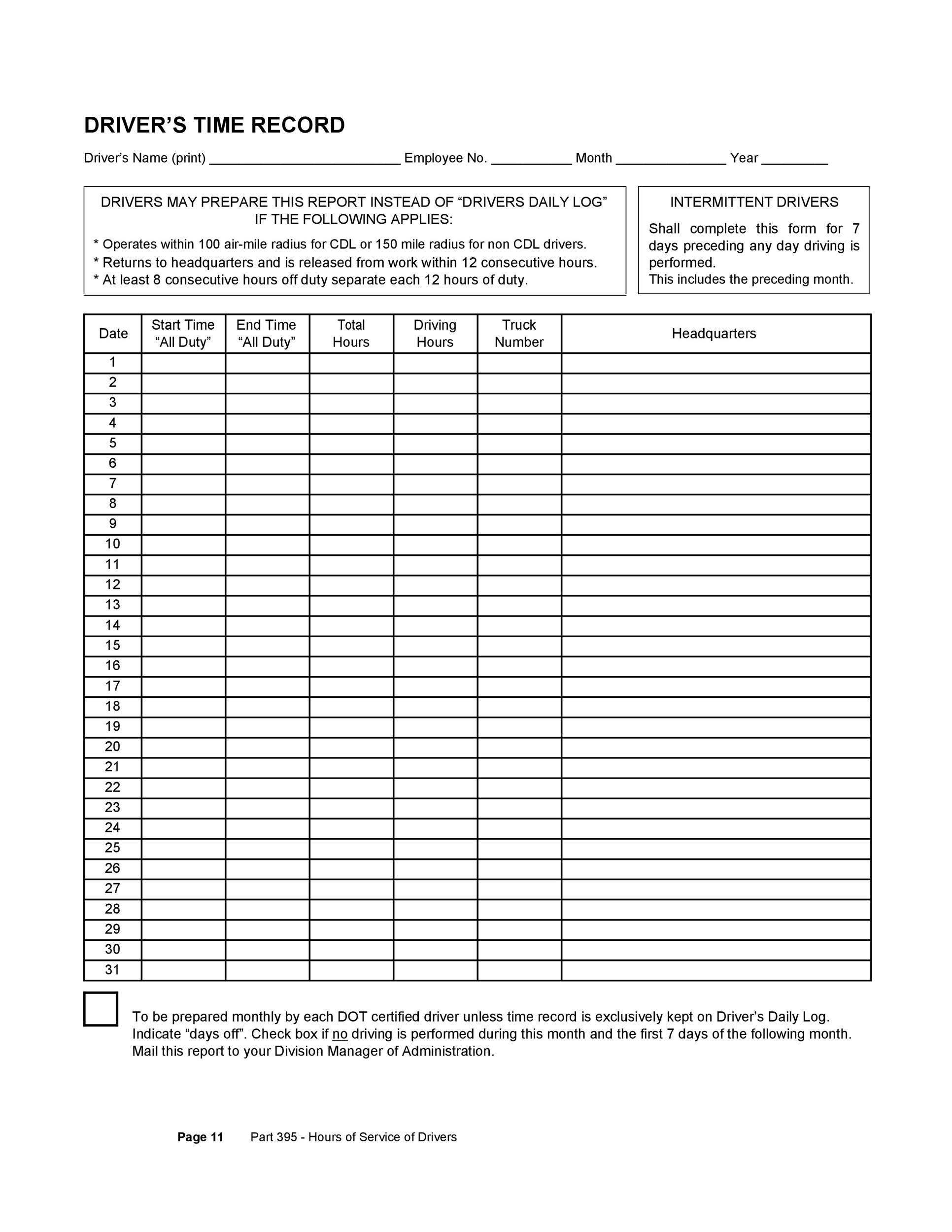 50 Printable Driver s Daily Log Books Templates amp Examples 