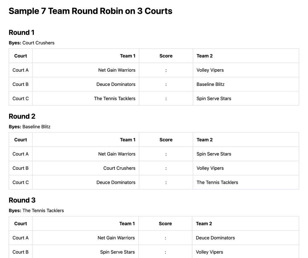7 Team Round Robin Generator Free Printable PDF amp CSV