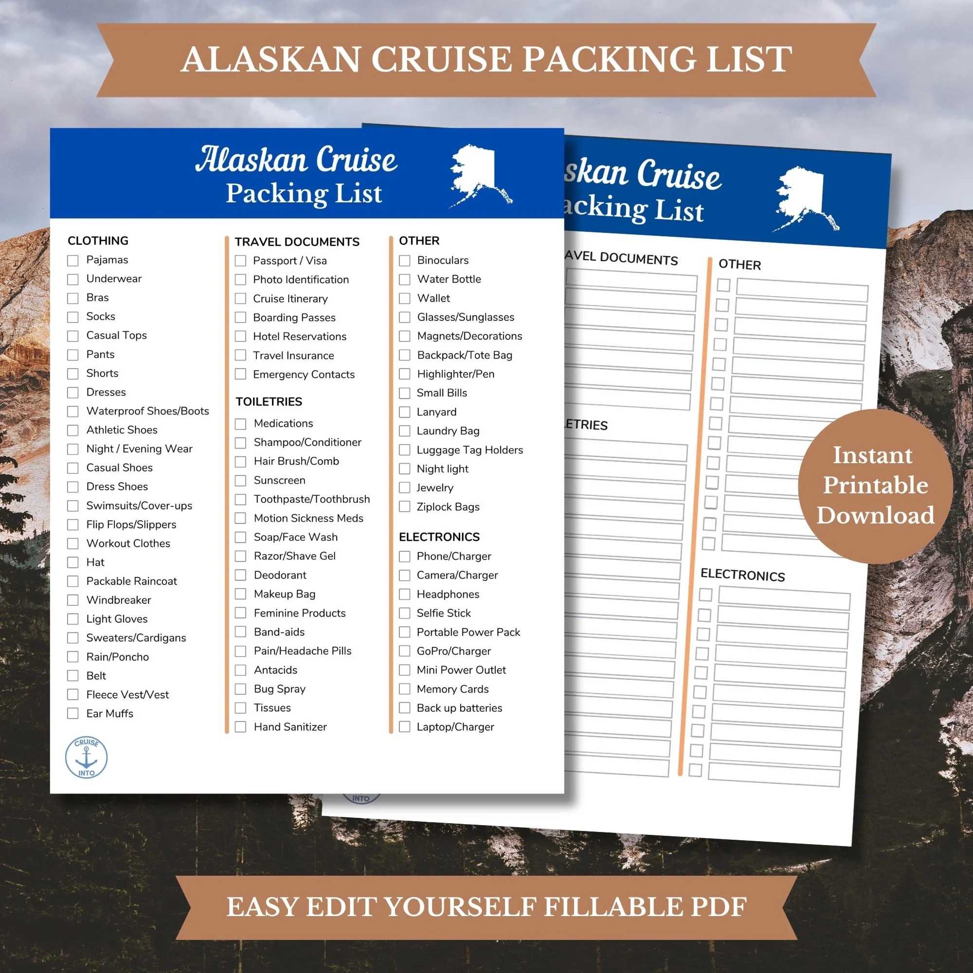 Alaskan Cruise Packing List Printable Digital Download Cruise Into