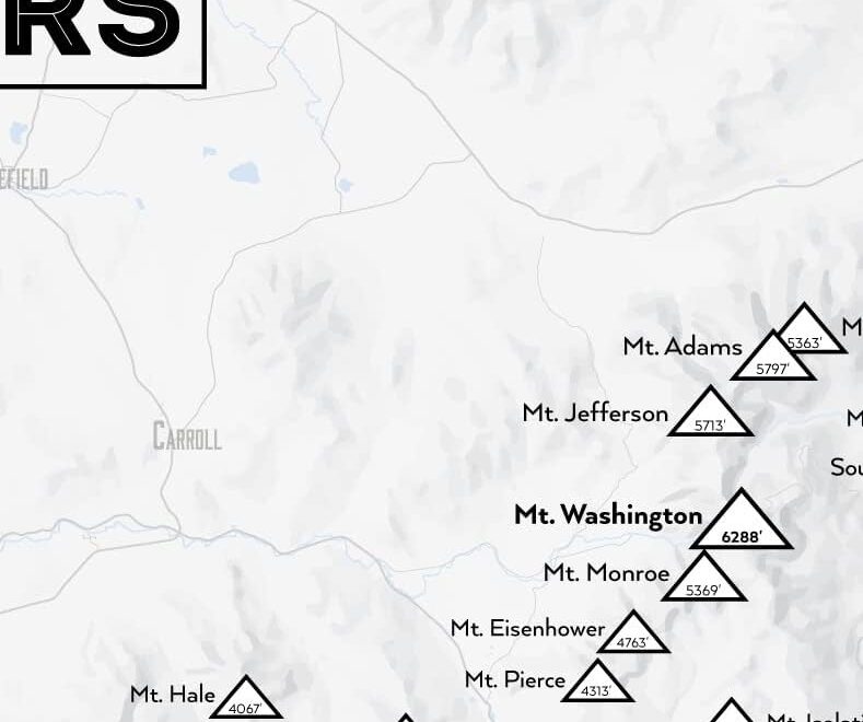 Amazon Best Maps Ever New Hampshire 4000 Footers 11x14 Print