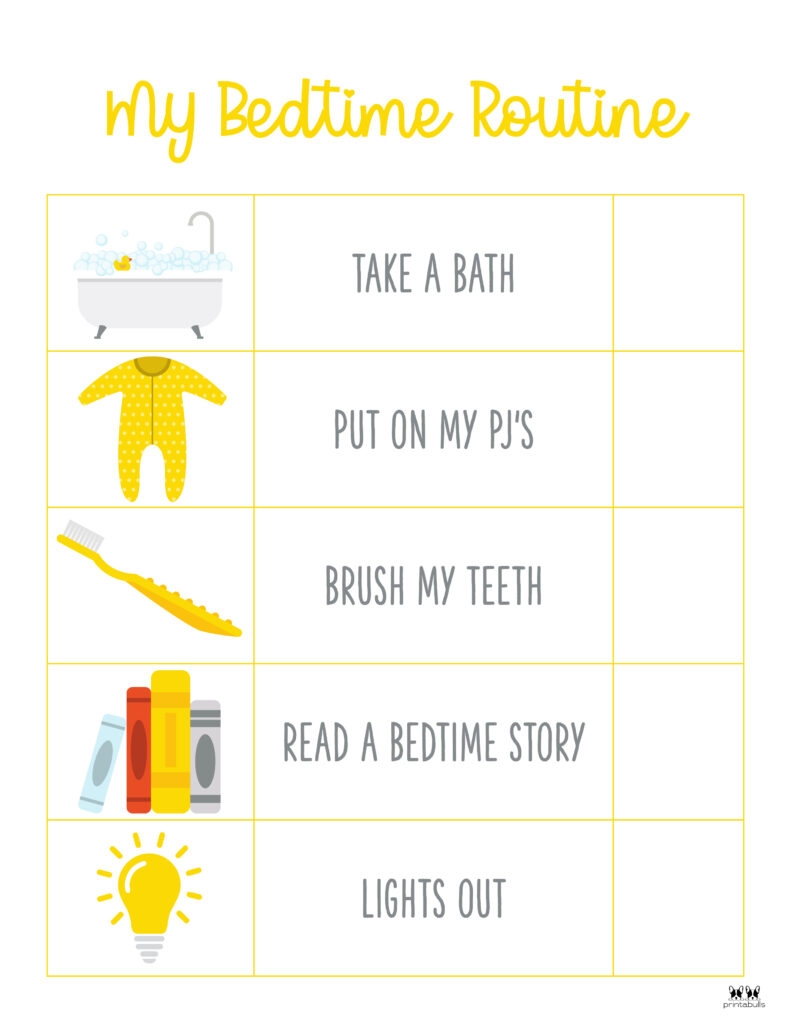 Toddler Bedtime Routine Chart Printable