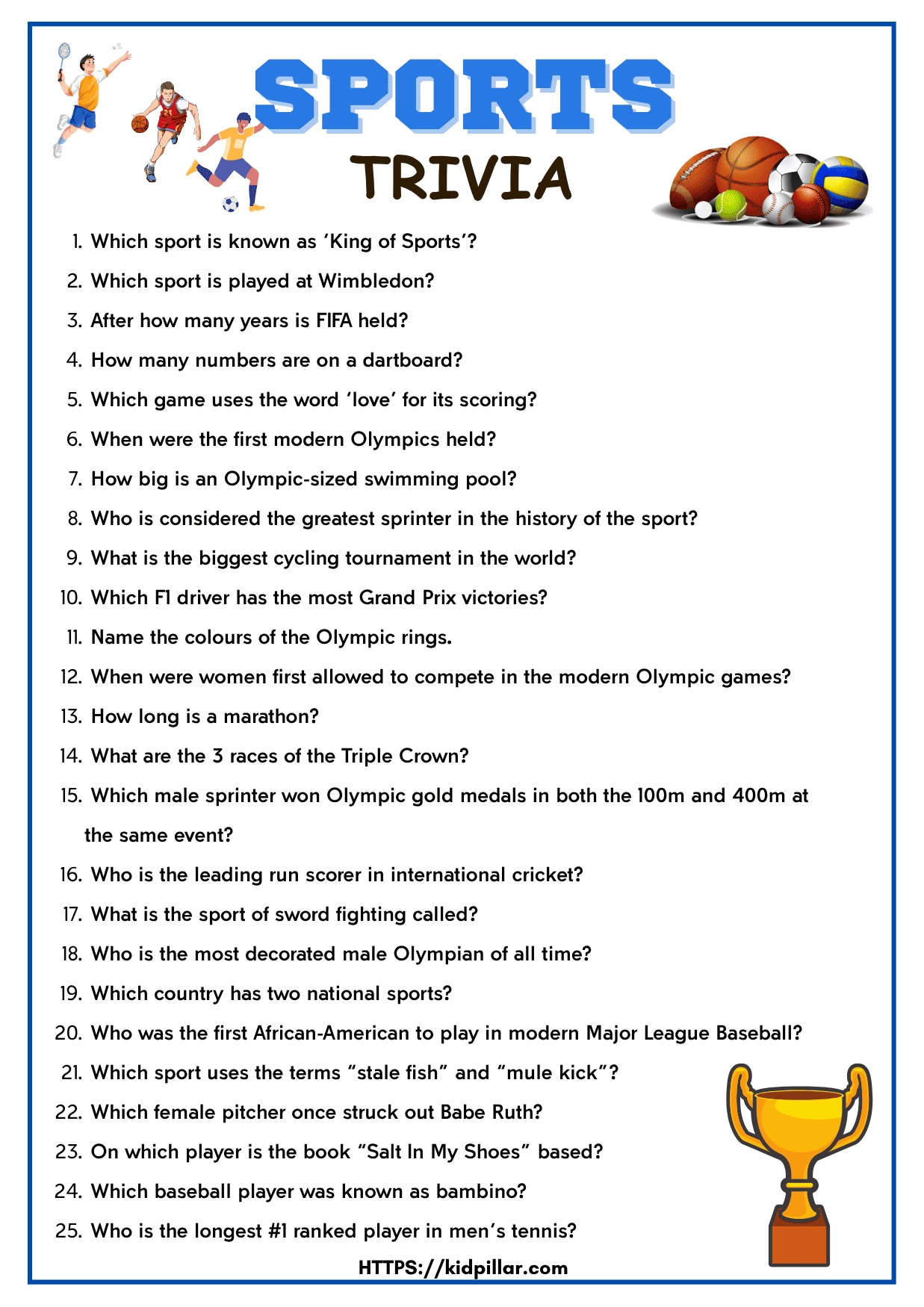 Best Sports Trivia For Kids With Answers 