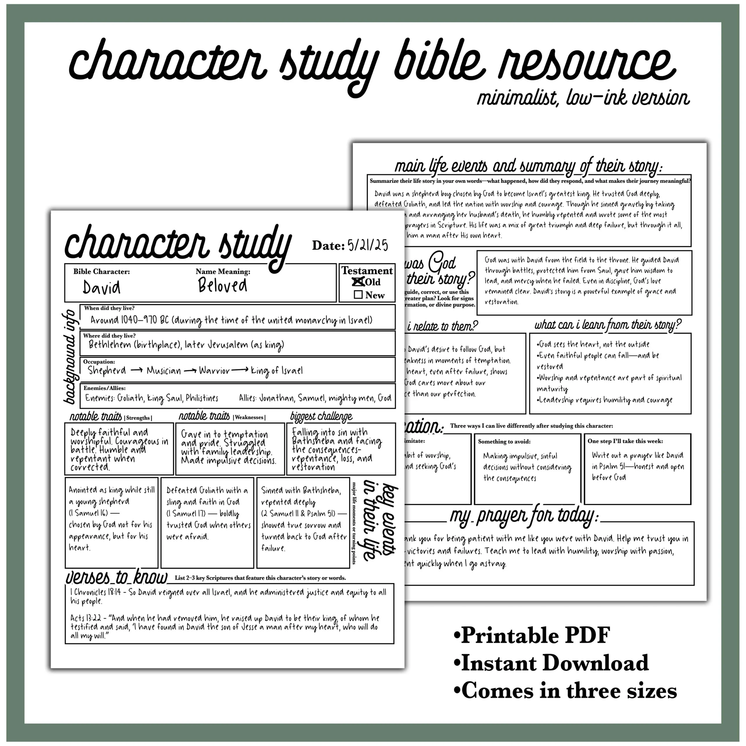 Bible Character Study Guide Printable Christian Bible Study 
