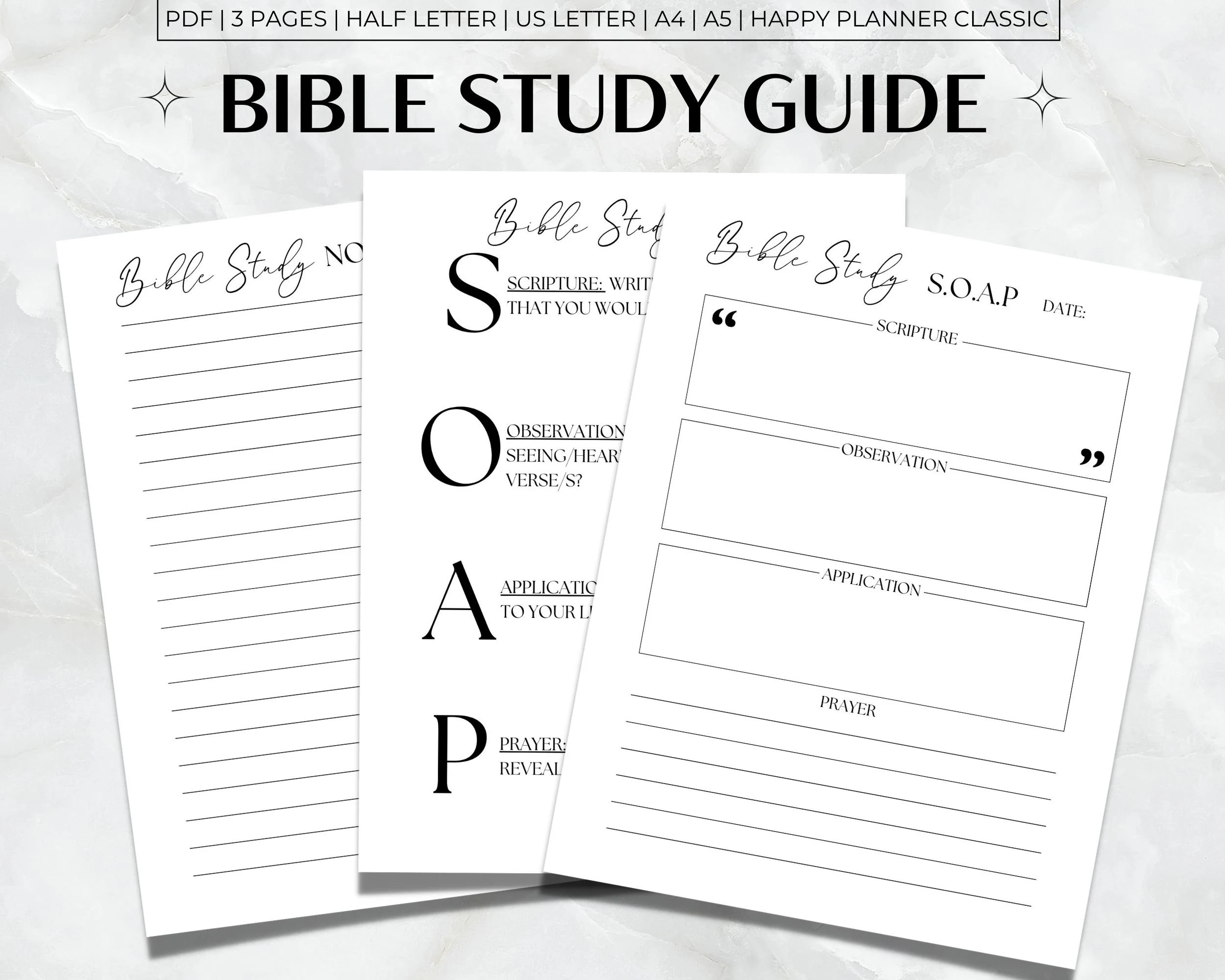 Bible Study Guide Printable SOAP Bible Study Template Minimalist 
