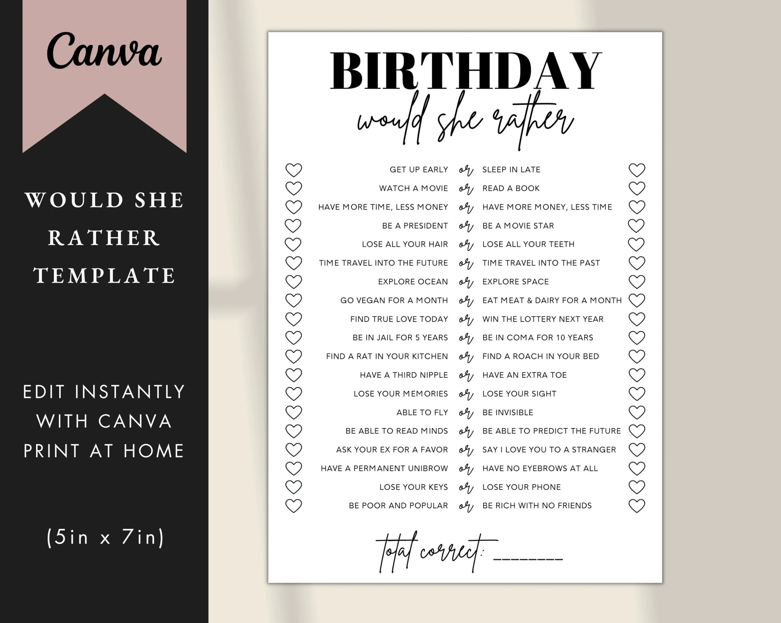 Printable Birthday Quiz Template