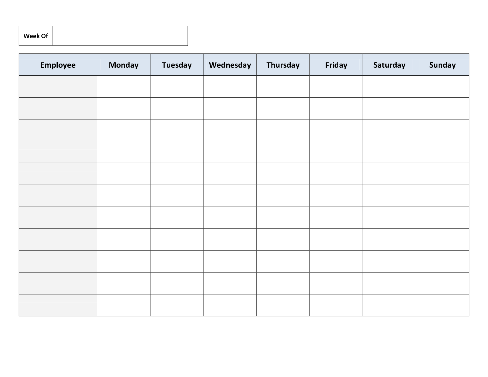 Blank Employee Schedules 20 Free PDF Printables Printablee