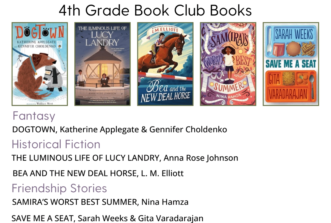 Book List Printable 4th Grade Book Club Books Reading Middle Grade