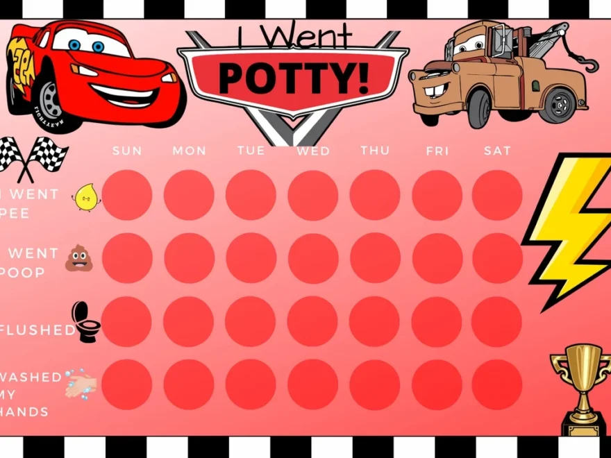 Cars Potty Training Chart Printable Toilet Training Chart