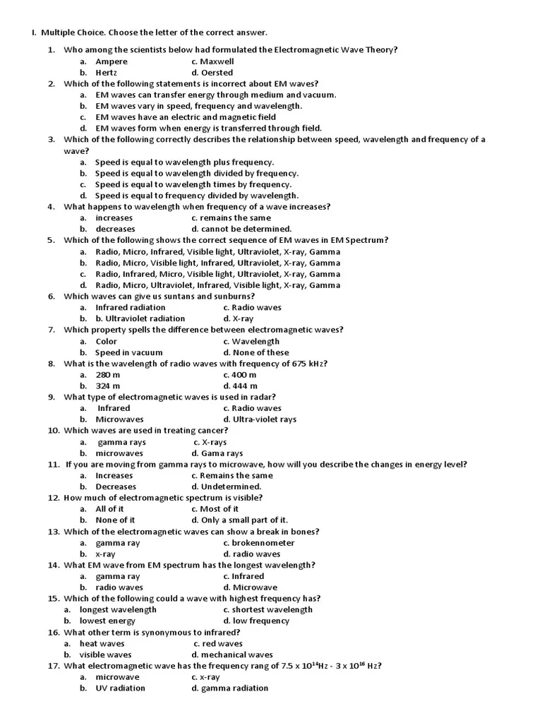 Printable Quiz On The Electromagnetic Spectrum Printable Quiz On The Electromagnetic Spectrum