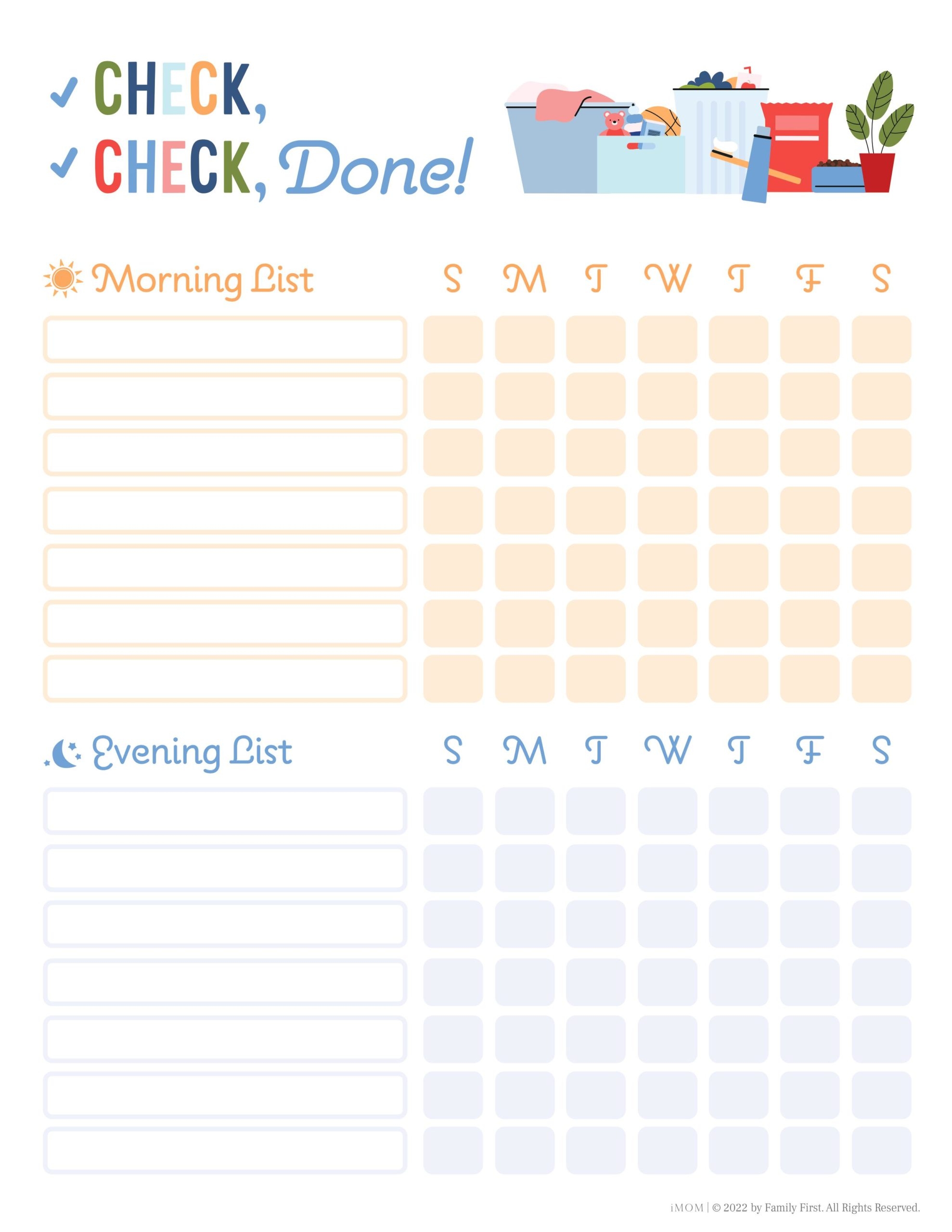 Check Check Done Checklist For Kids Printable Template