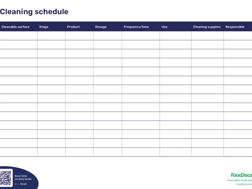 Cleaning Schedule Template Free Download