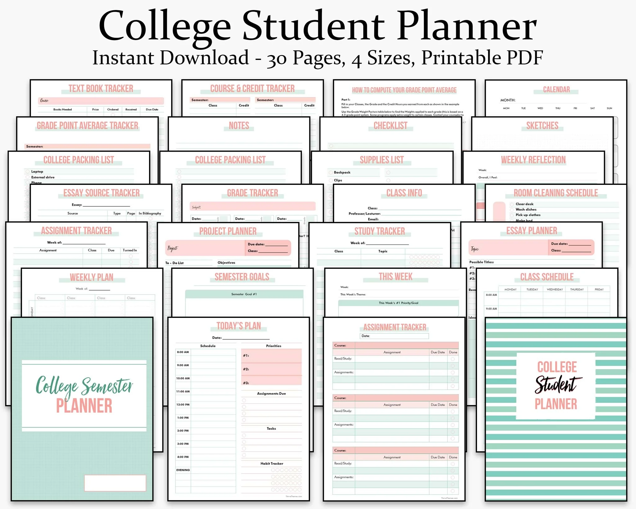 College Student Planner Printable College Student Planner Printable