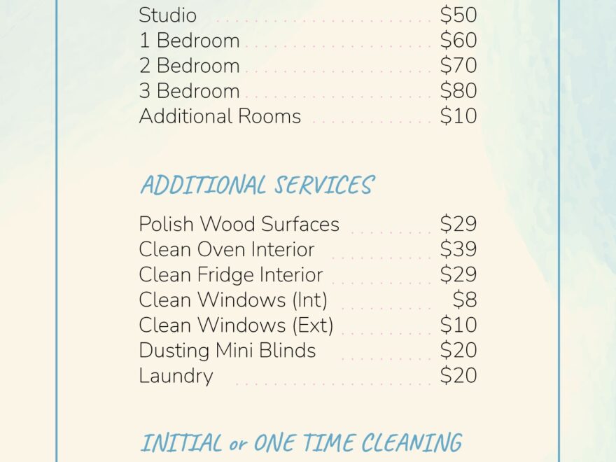 Commercial Cleaning Services Price List Free Google Docs Template
