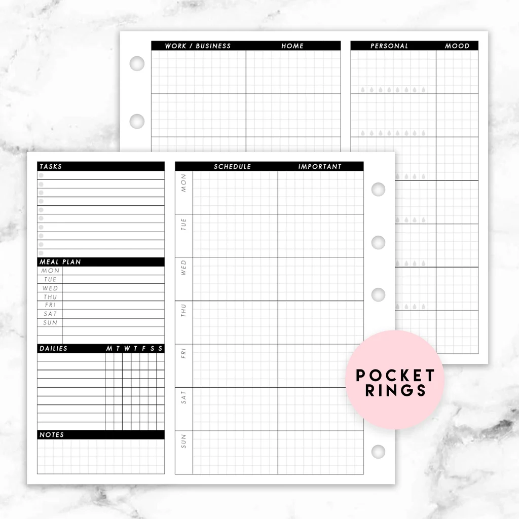 COMPACT WEEKLY FOLDOUT PLANNER PRINTABLE POCKET RINGS KeenaPrints