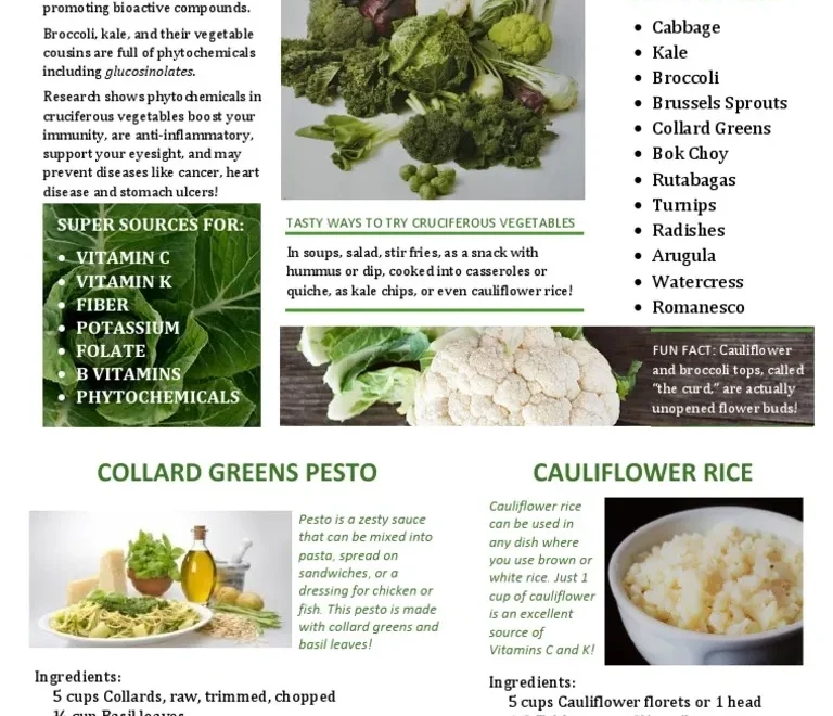 Cruciferousveggies Handout PDF Broccoli Cauliflower