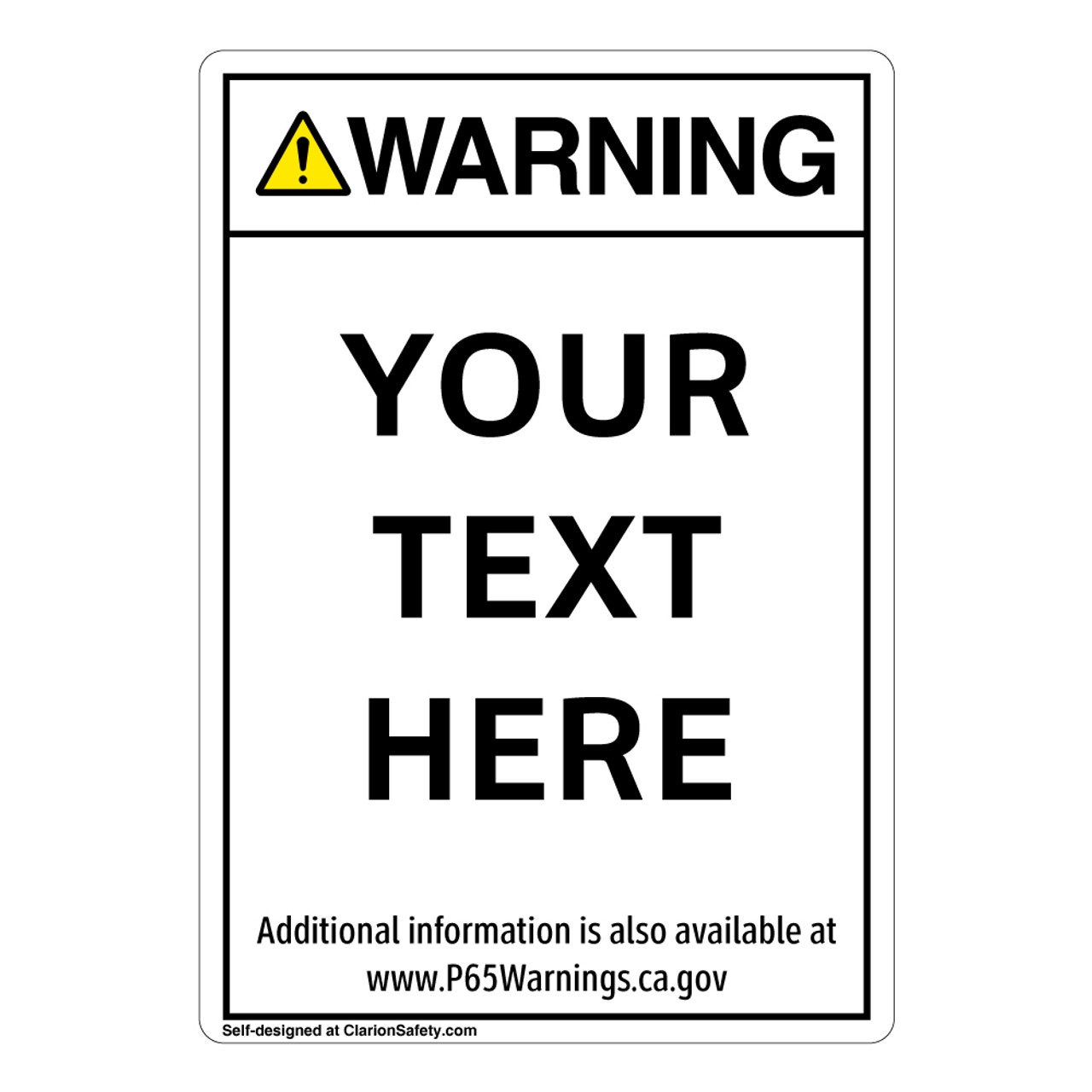 Custom Prop 65 Sign Clarion Safety Systems