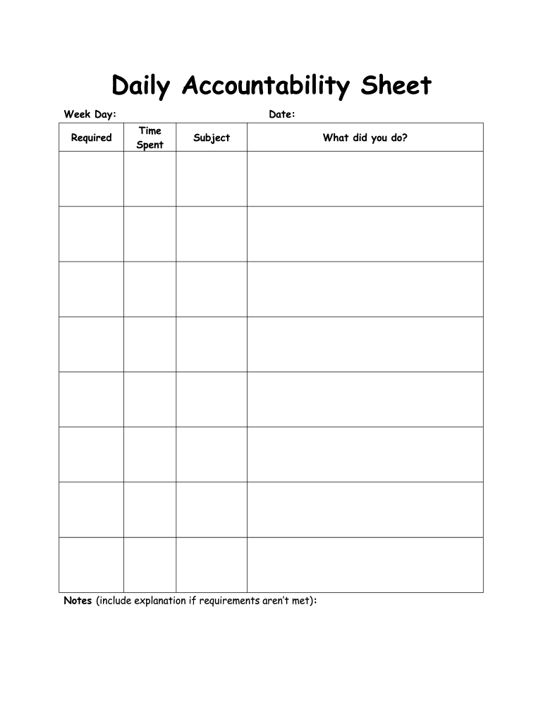 Printable Accountability Sheet For Virtual Class Printable Accountability Sheet For Virtual Class