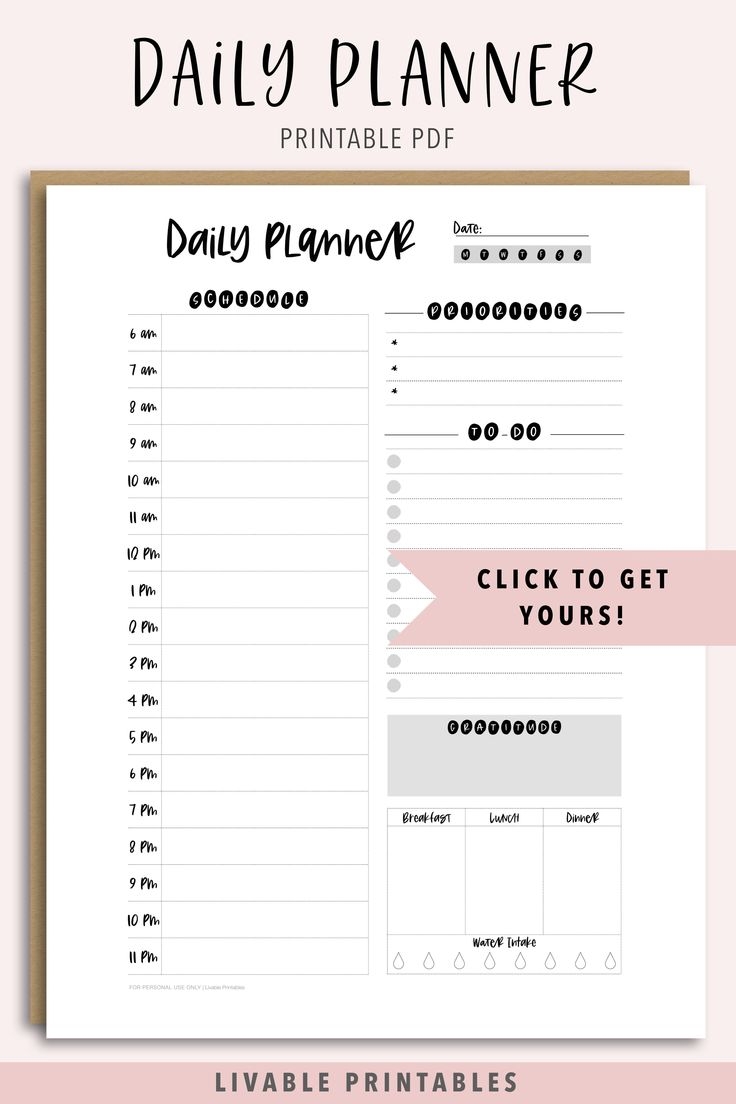 Pinterest Free Printables Daily Planner