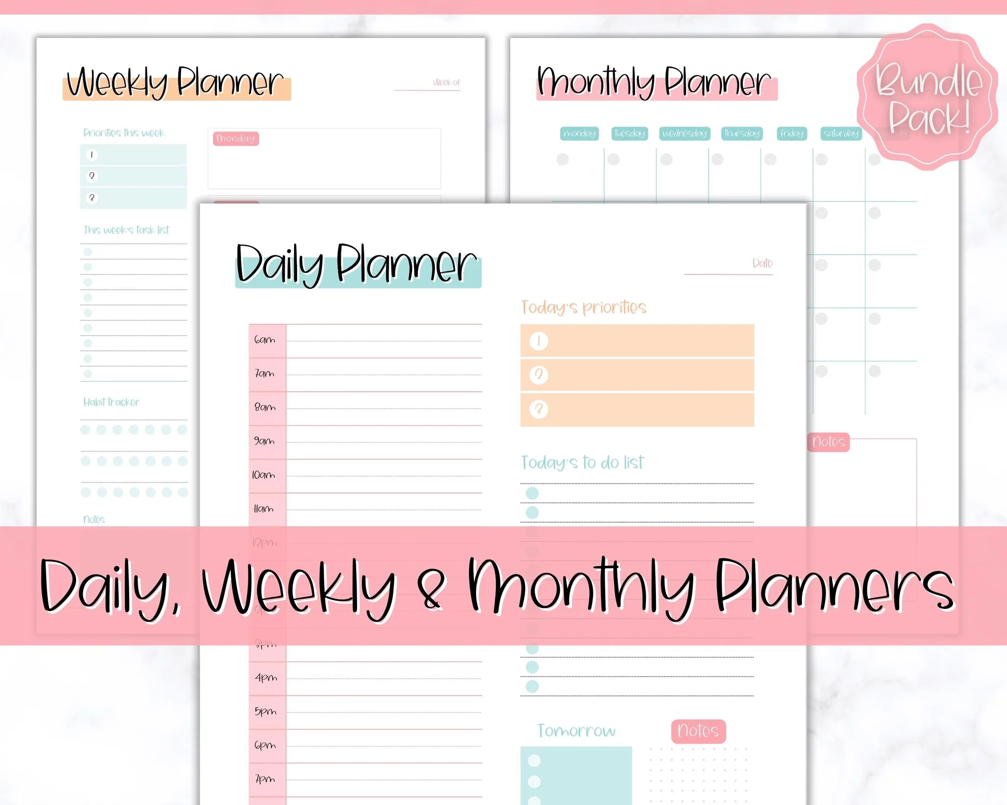 Daily Weekly Monthly Printable Planner Inserts Colorful Sky Daily Weekly Monthly Printable Planner Inserts Colorful Sky
