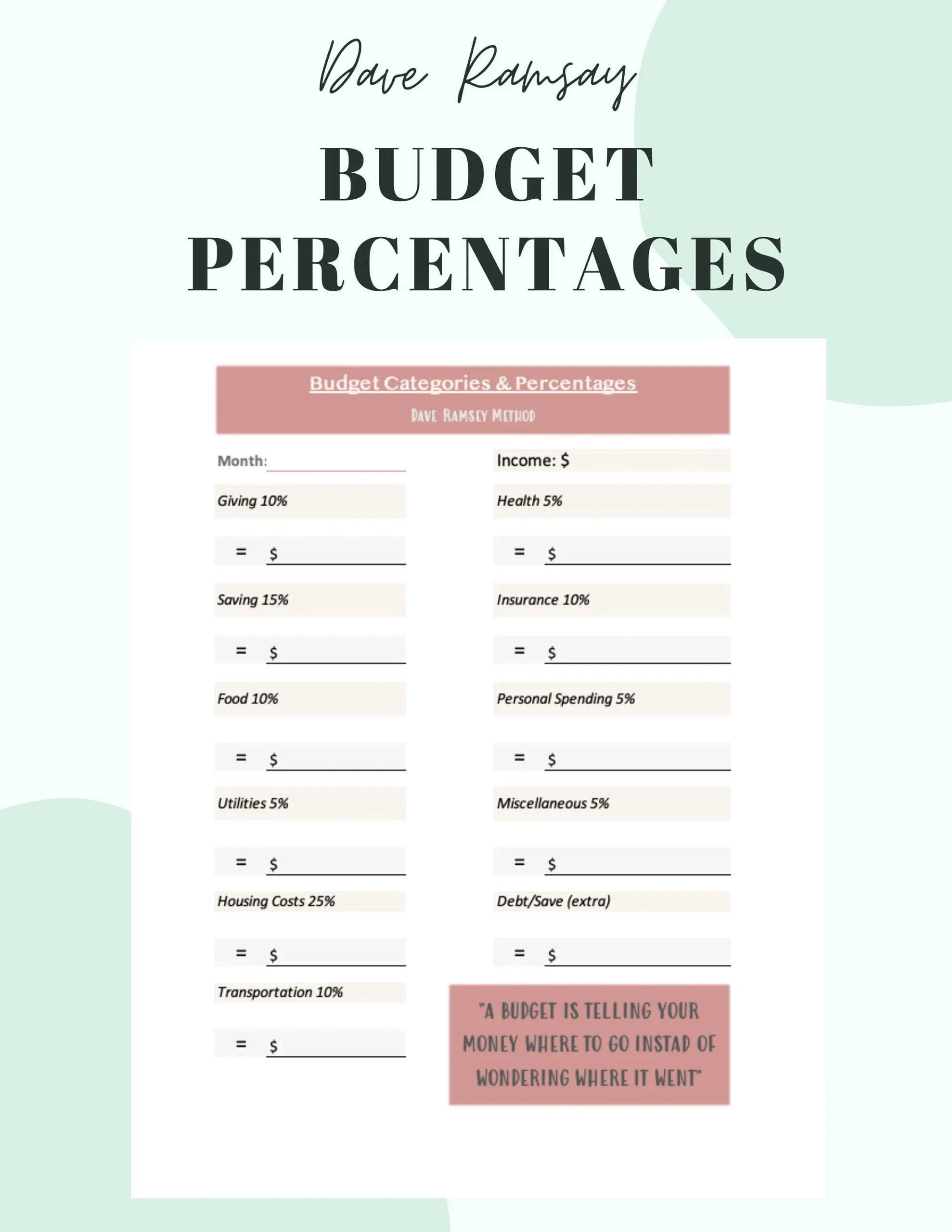 Printable Budget Planner Dave Ramsey Printable Budget Planner Dave Ramsey