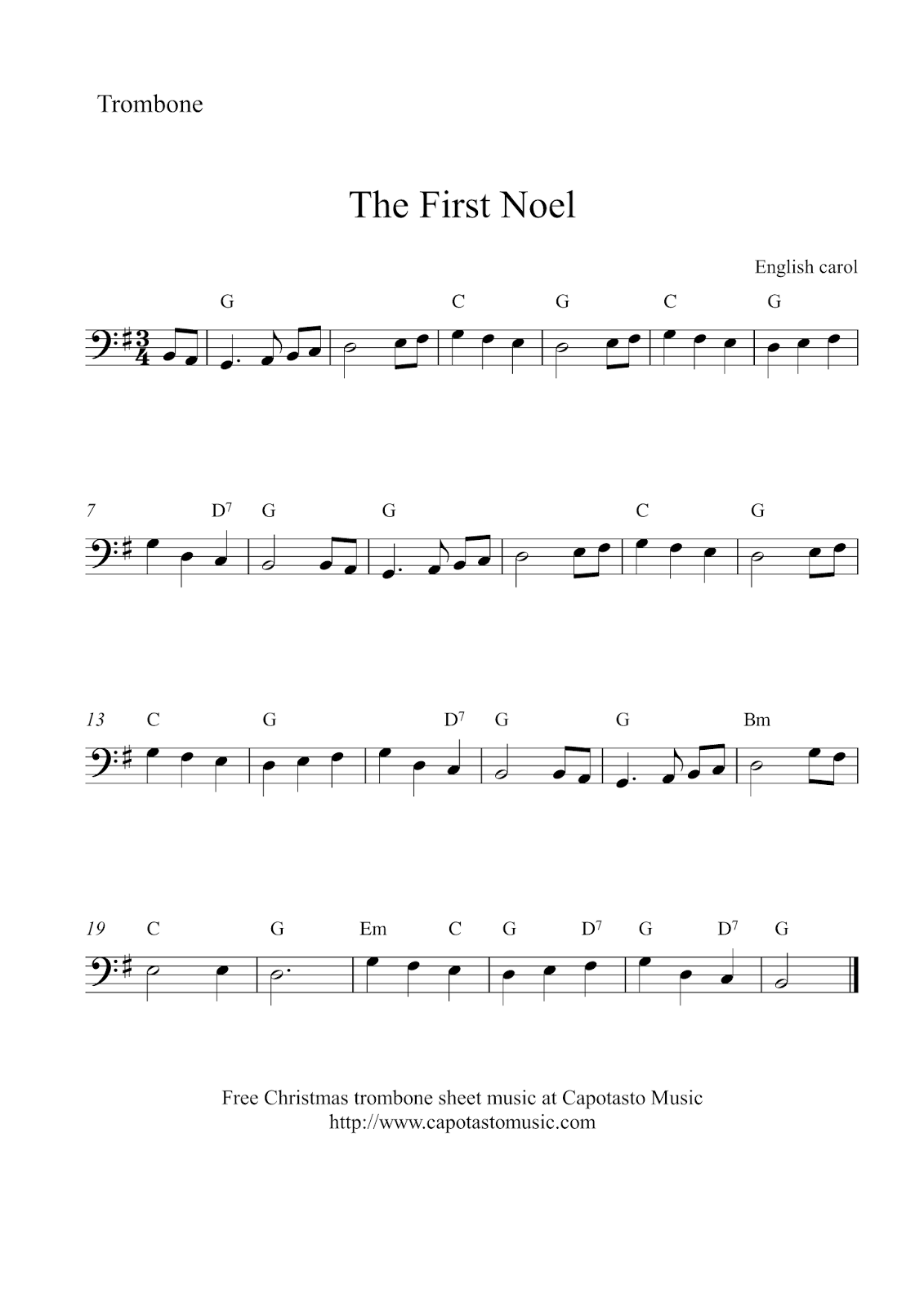Trombone Christmas Sheet Music Free Printable