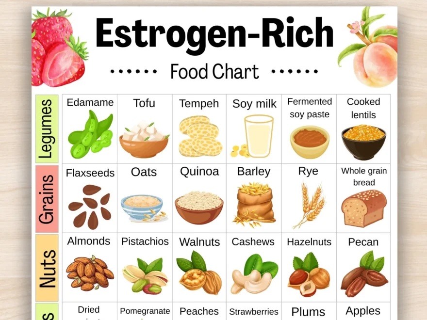 Estrogen rich Food Chart Phytoestrogen Food List Printable PDF