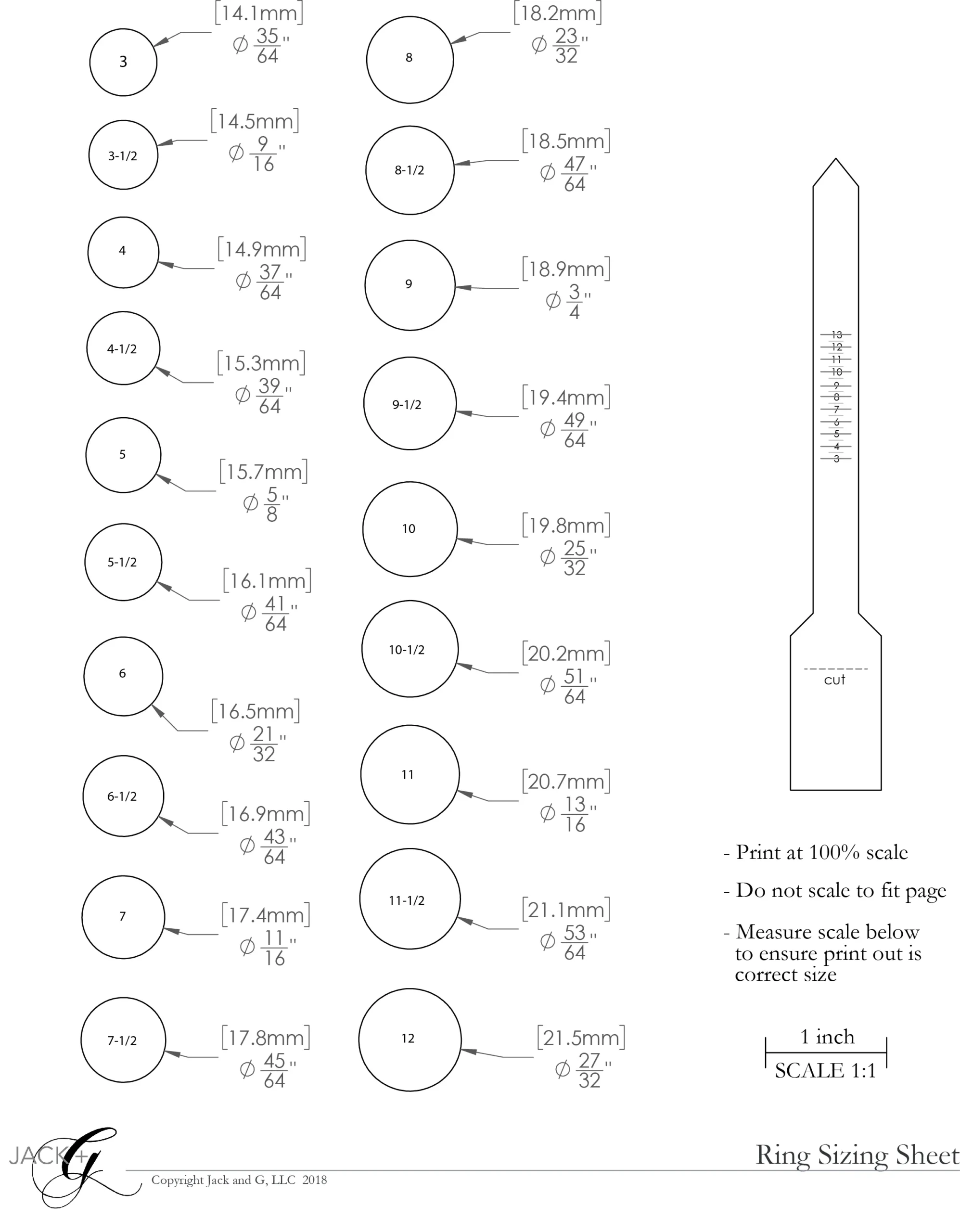 Finger Printable Ring Sizing Guide Printable Ring Chart In Inches 