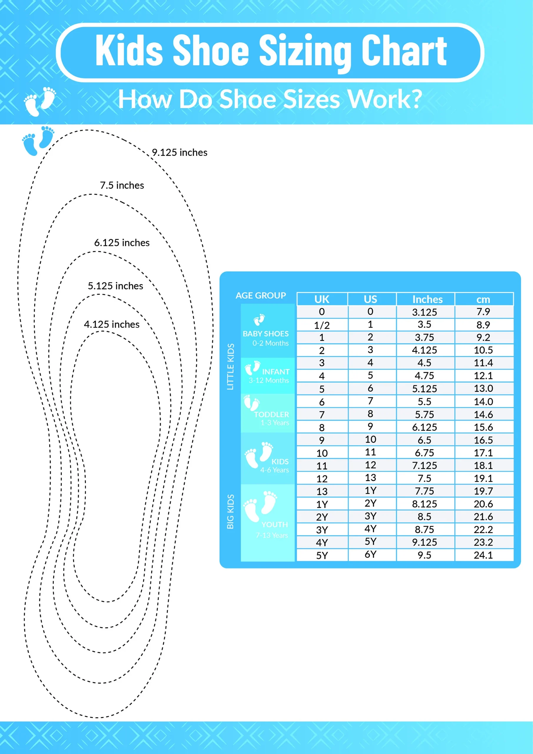 Printable Foot Size Chart For Toddlers Printable Foot Size Chart For Toddlers
