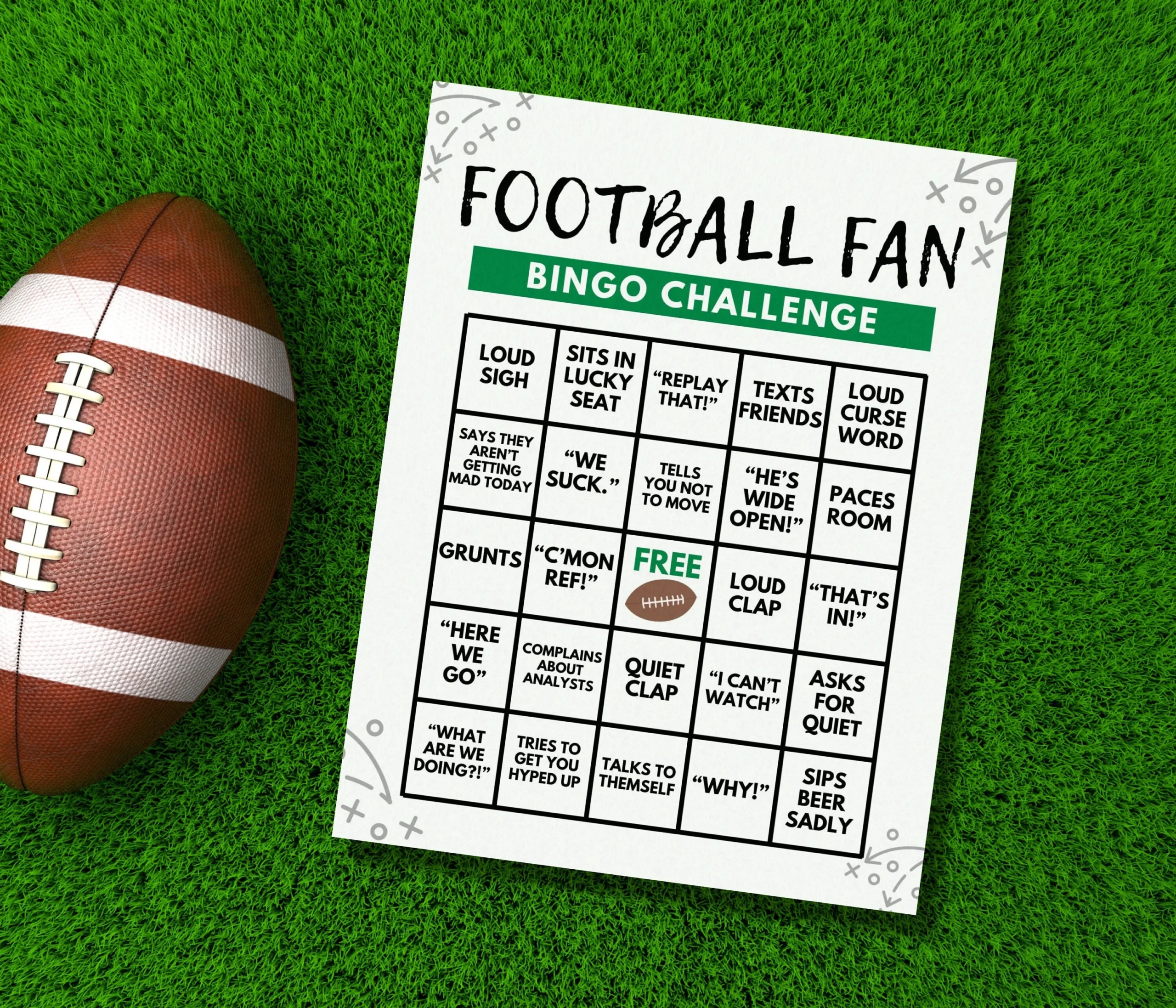 Football Girlfriend Bingo Game Etsy