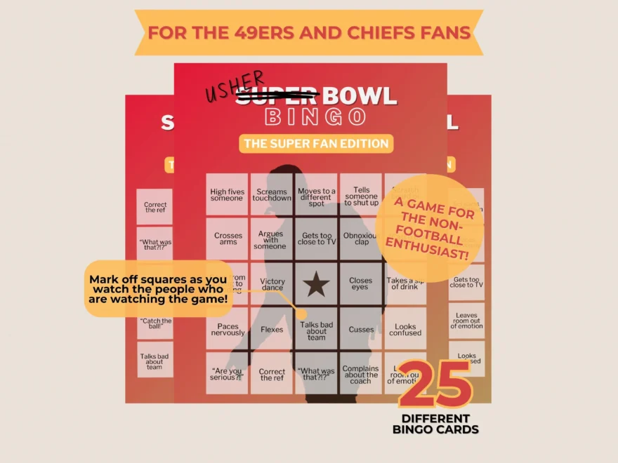 Football Girlfriend Bingo Game Etsy