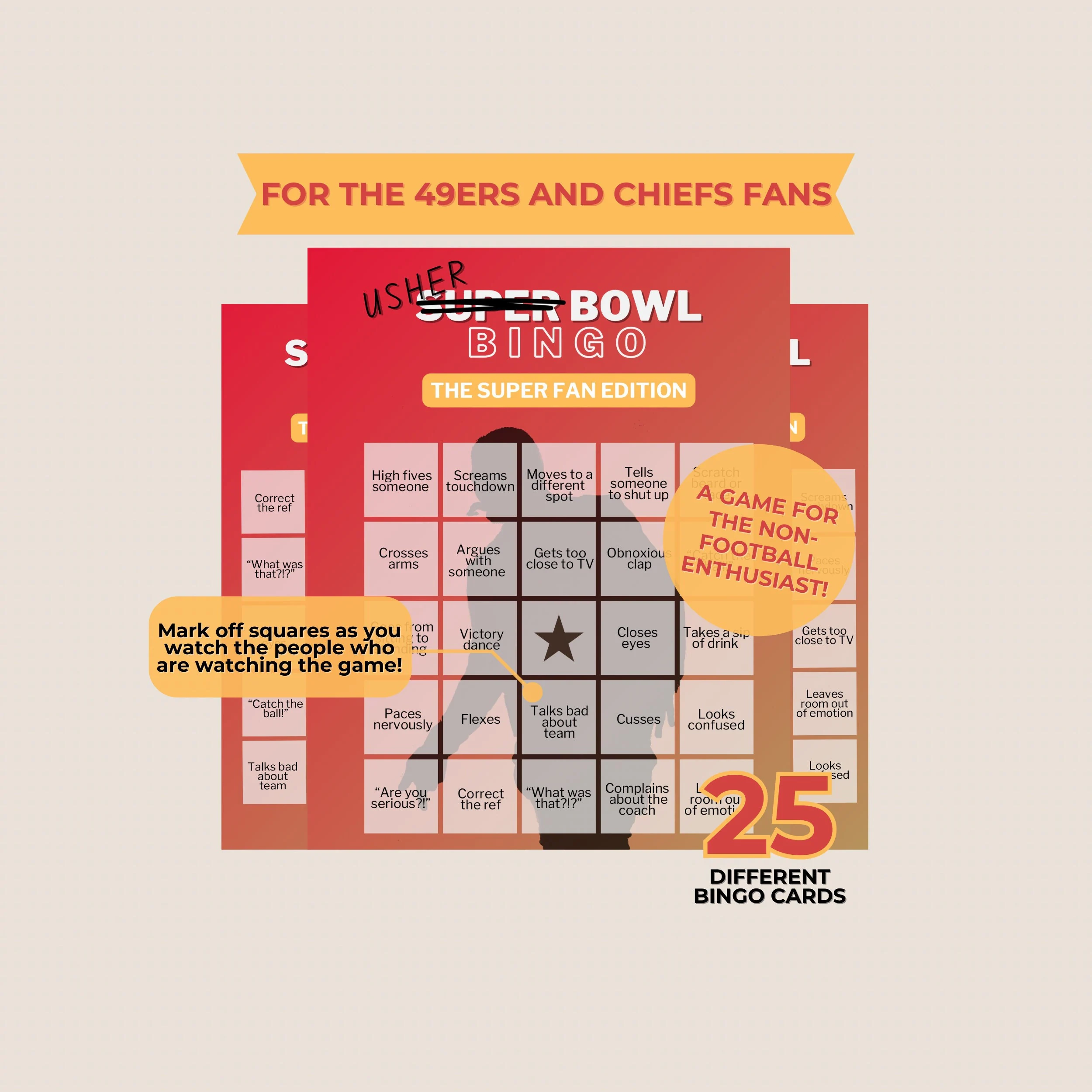 Football Girlfriend Bingo Game Etsy