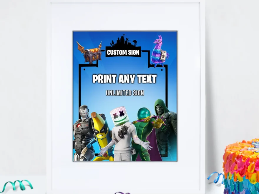 Fortnite Custom Sign Personalized Fortnite Party Sign PartyDaz