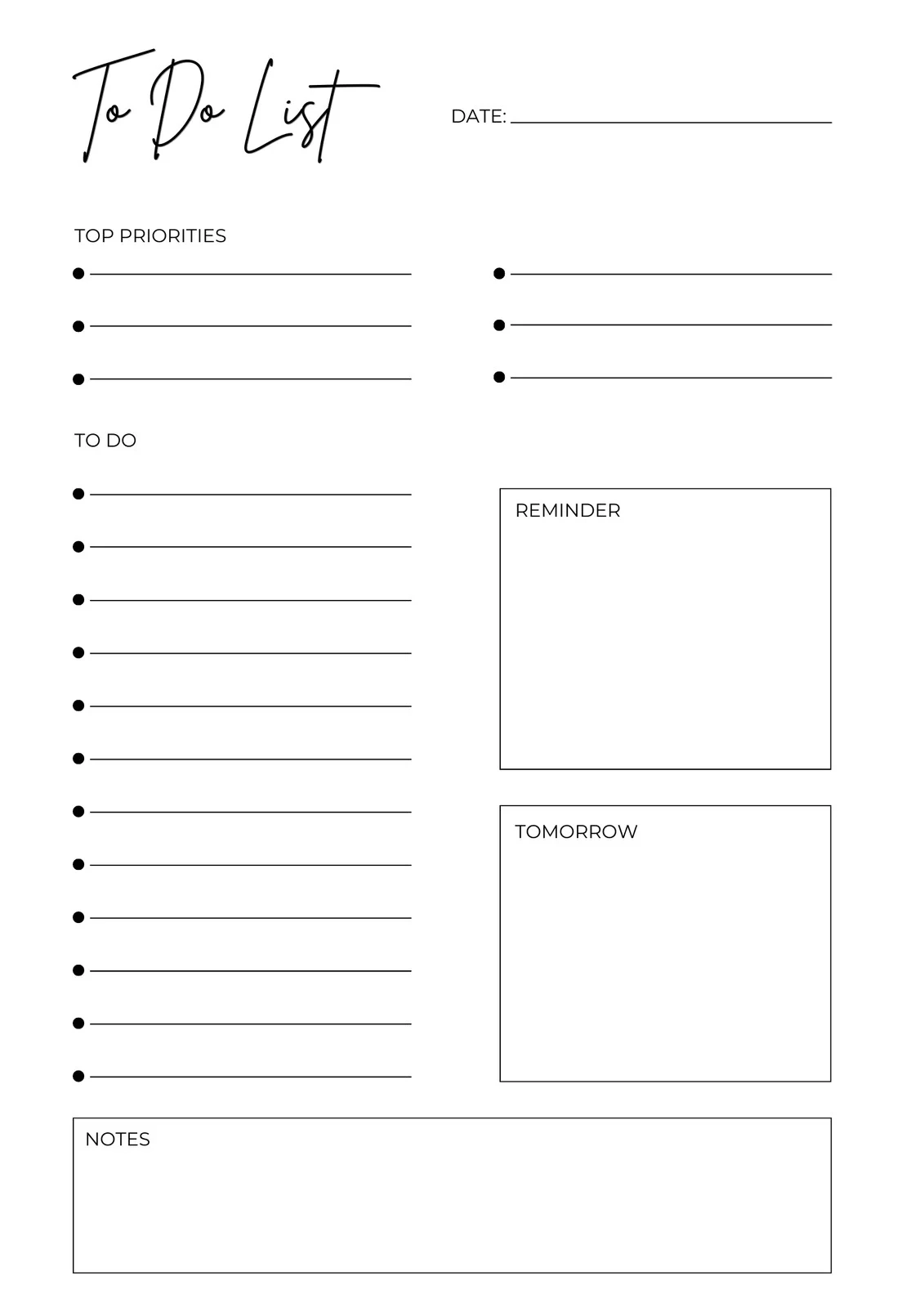 To Do List Printable Checklist