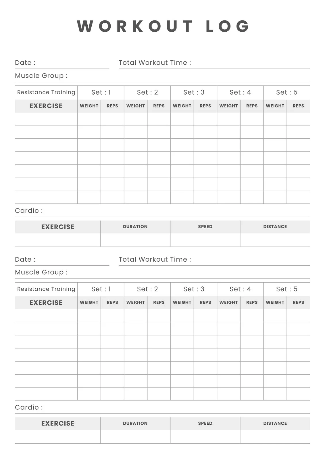 Free And Customizable Workout Templates