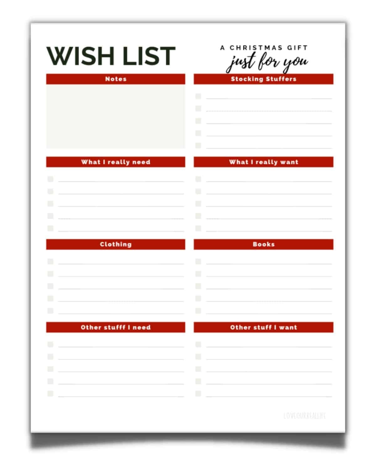 Printable Christmas List For Family