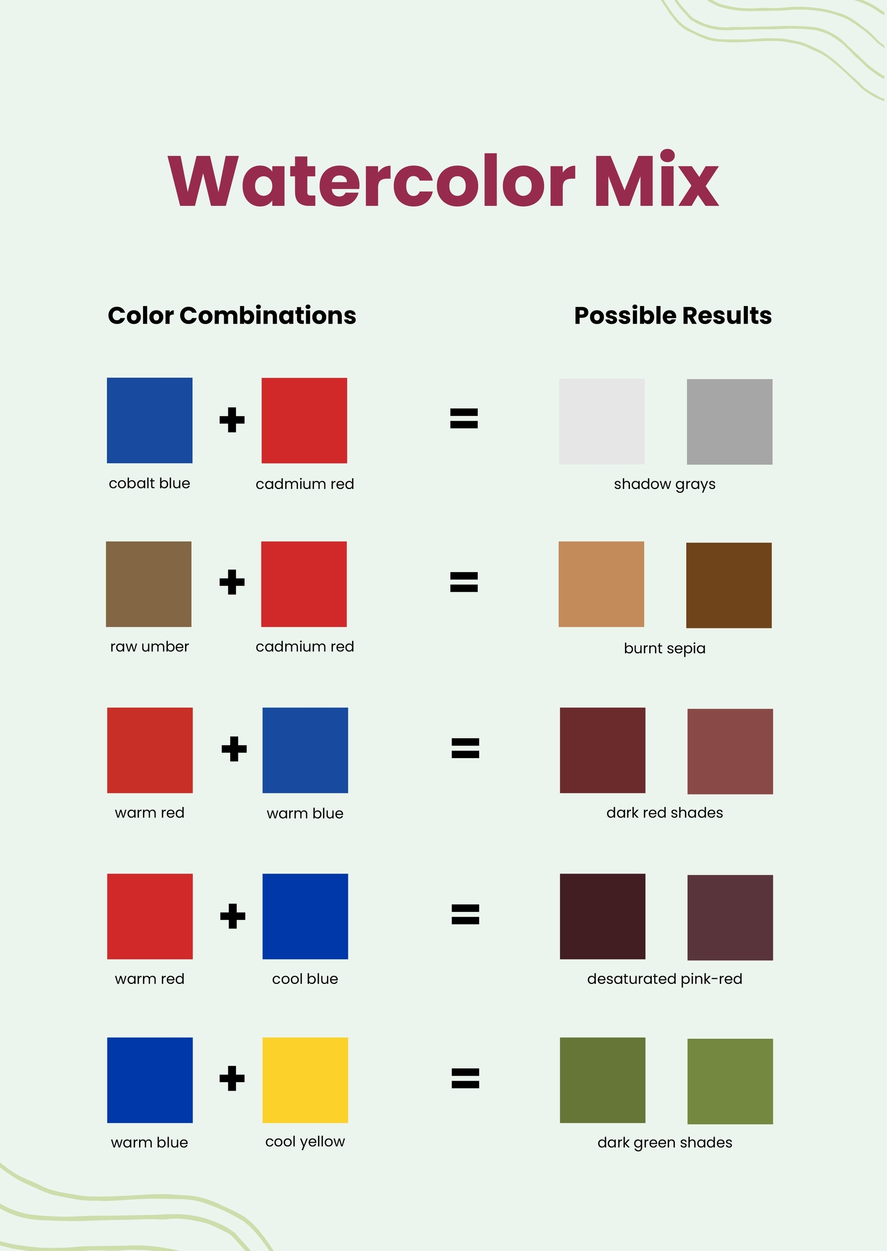 Printable Color Mixing Guide