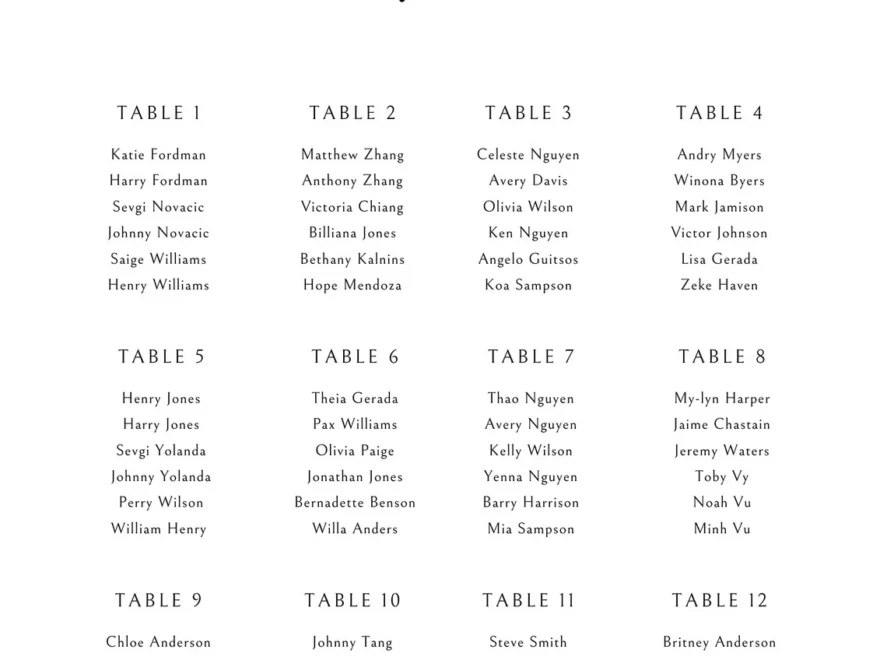 Free Custom Printable Seating Chart Templates Canva