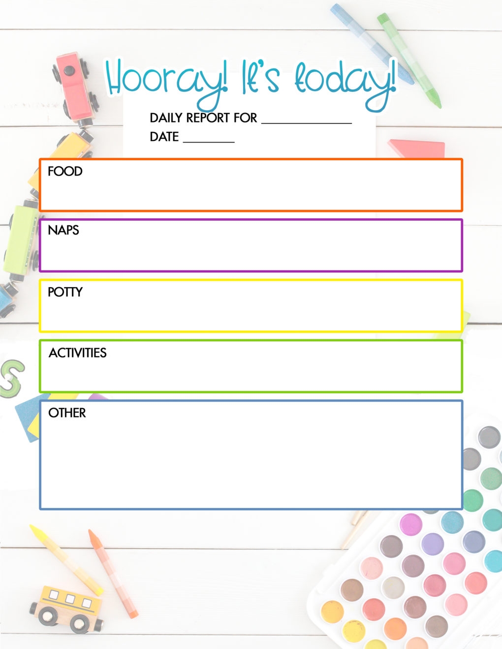 Toddler Daily Sheet Printable