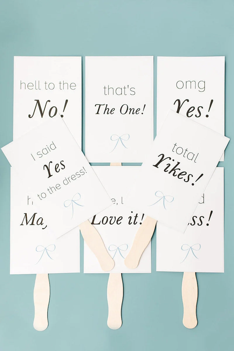 Free Download Wedding Dress Shopping Voting Cards