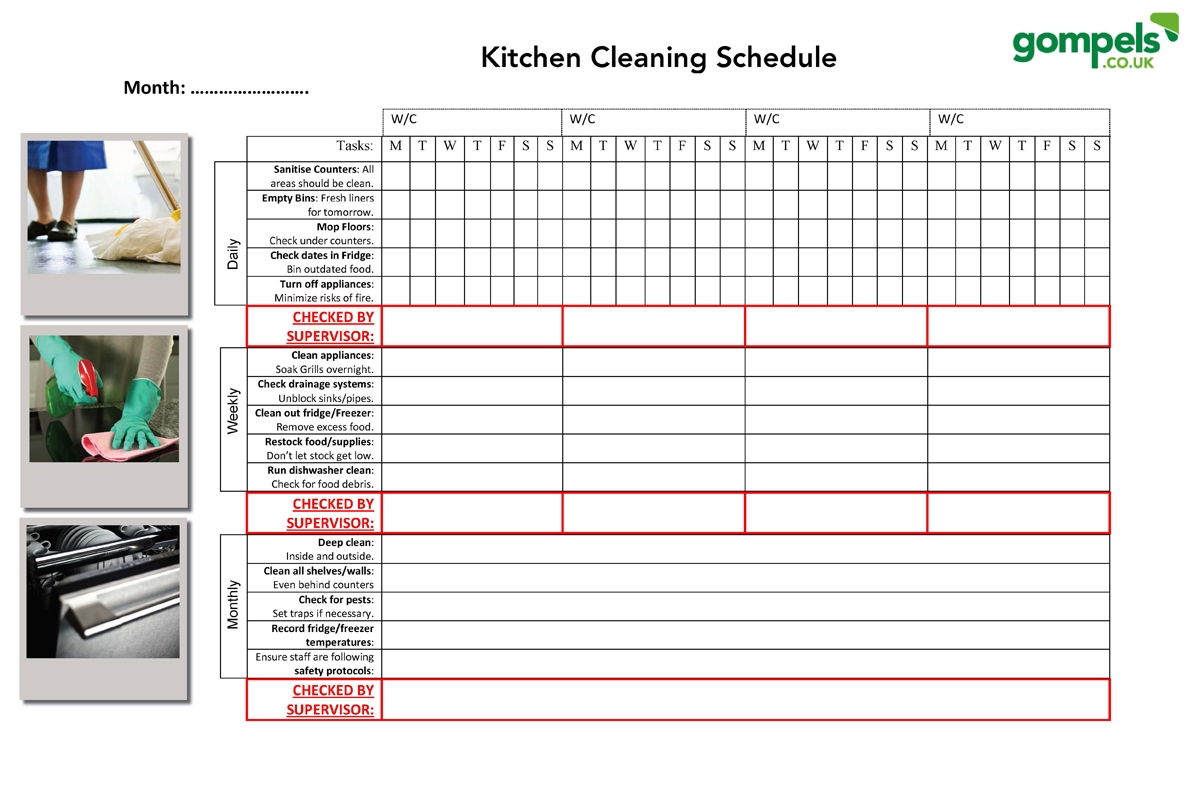 Printable Dietary Cleaning Schedules Printable Dietary Cleaning Schedules