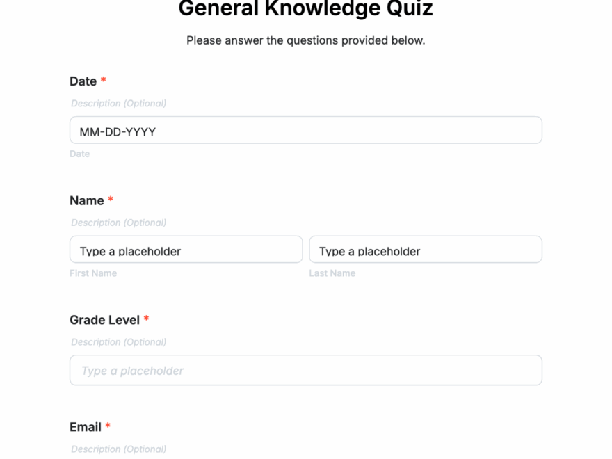 Free General Knowledge Quiz Template To Edit Online