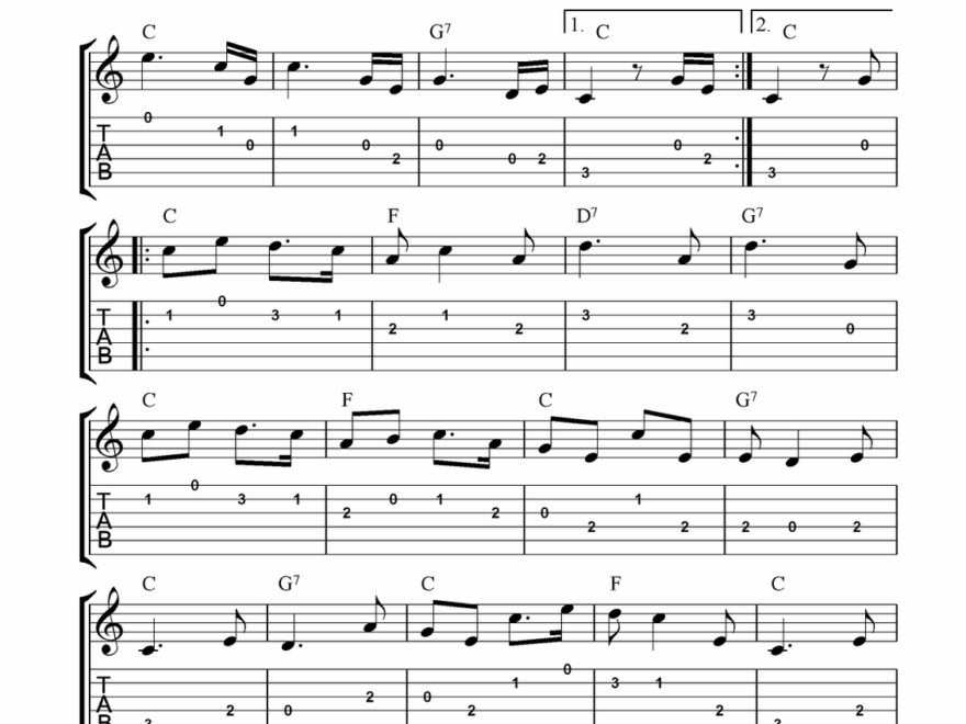 Free Guitar Tab Sheet Music Dixie Worksheets Library