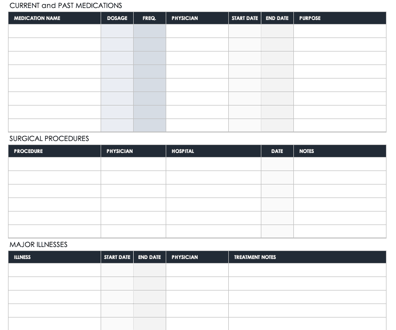 Free Medical Form Templates Smartsheet